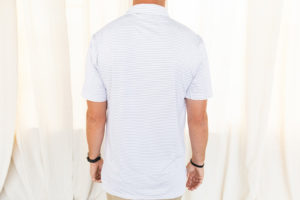 Pastel purple polo being modeled