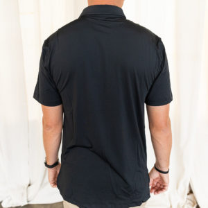 Back view of black polo