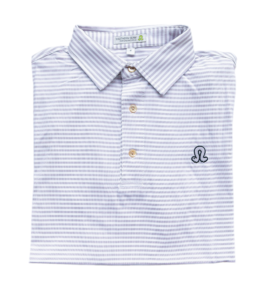 Purple and white striped polo folding on white background